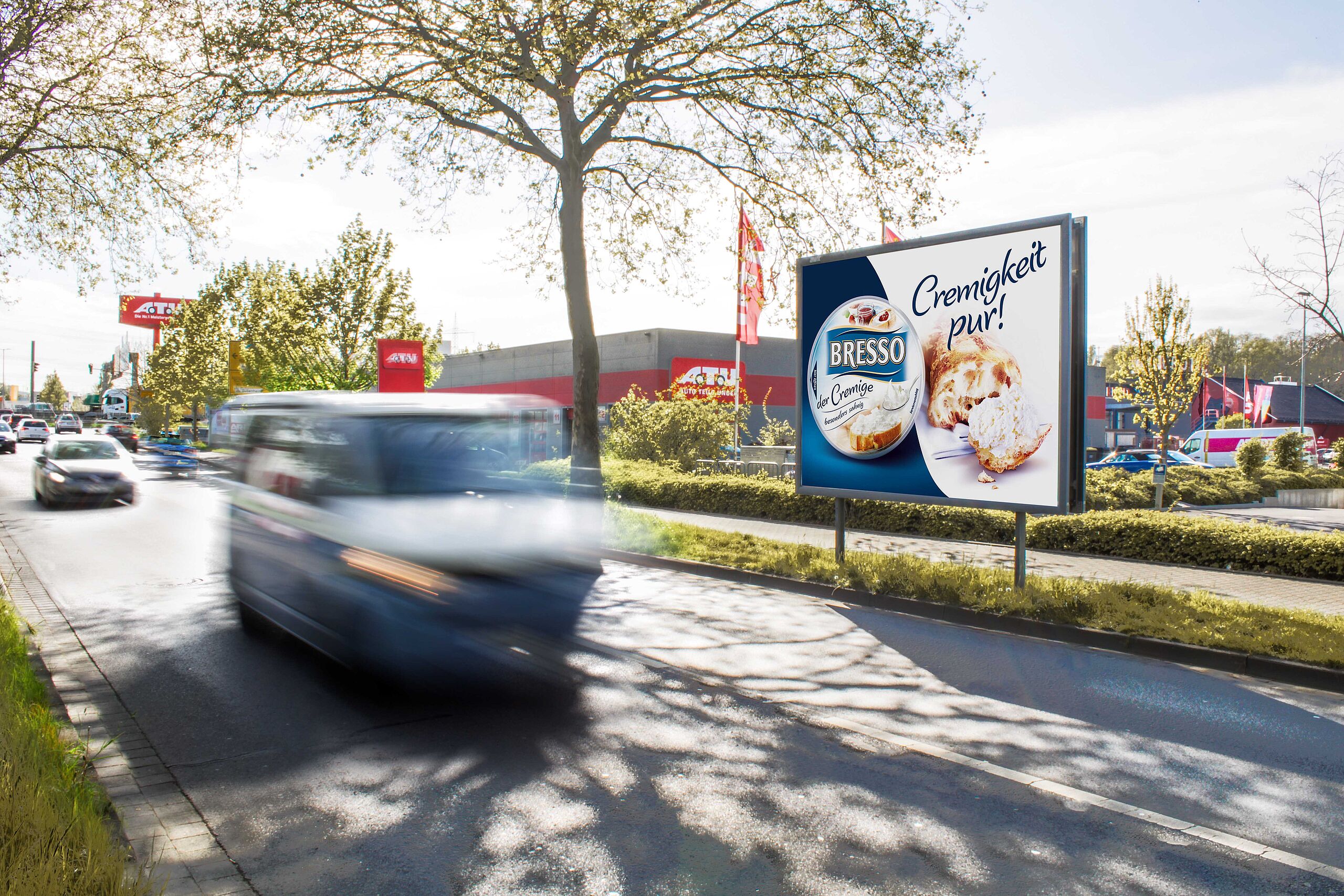 Großplakat in Koblenz Nähe ATU - Bresso 9 Quadratmeter Großplakat unmittelbar an einem Verbrauchermarkt