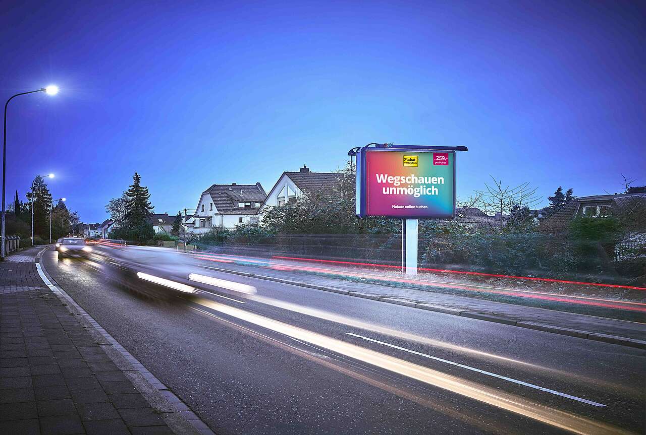 Großplakat - Kampagne "Wegschauen unmöglich" 9 Quadratmeter Großplakat an Hauptverkehrsstraße