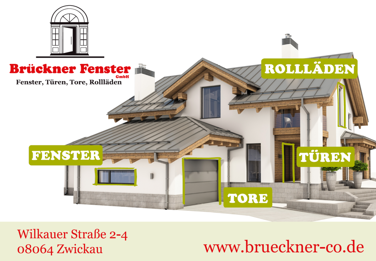 Plakatmotiv von Brückner Fenster aus Zwickau – regionale Außenwerbung realisiert über Plakat-verkauft.de.