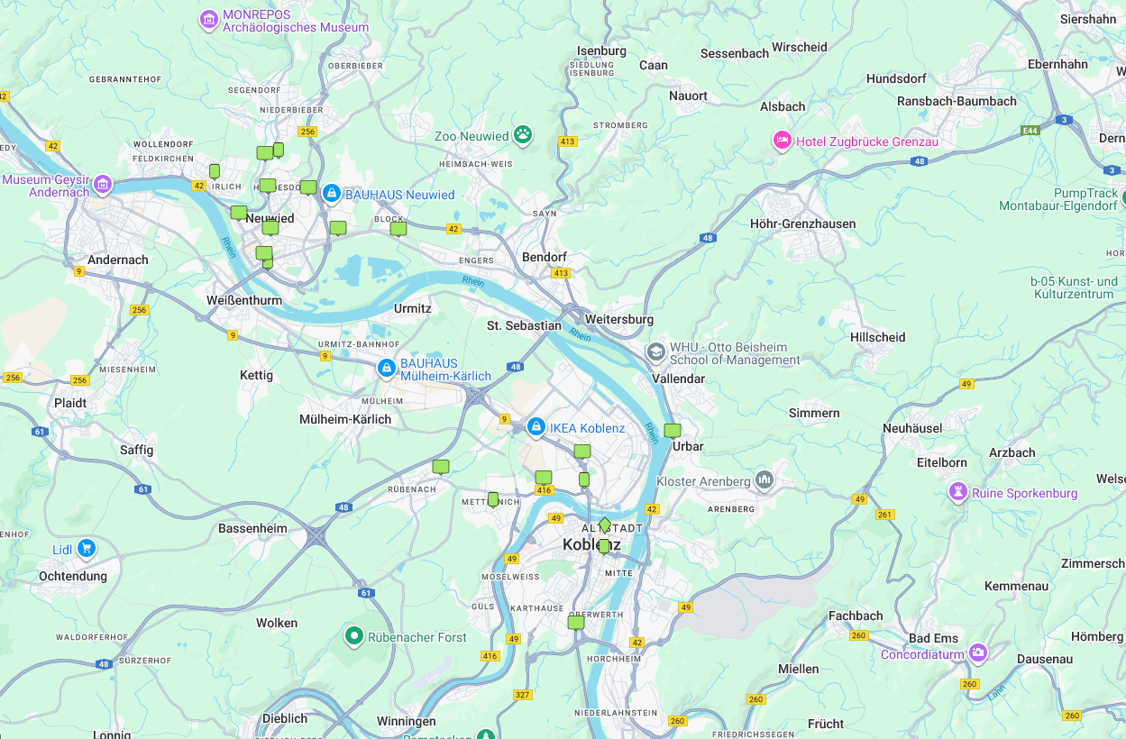 Kartenausschnitt Buchungskarte