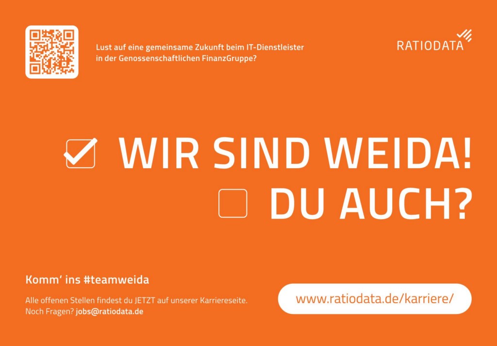 Recruiting-Kampagne eines IT-Dienstleisters mit dem Motto „Wir sind Weida! Du auch?“ – Ziel ist es, neue Mitarbeitende für das Team zu gewinnen.
