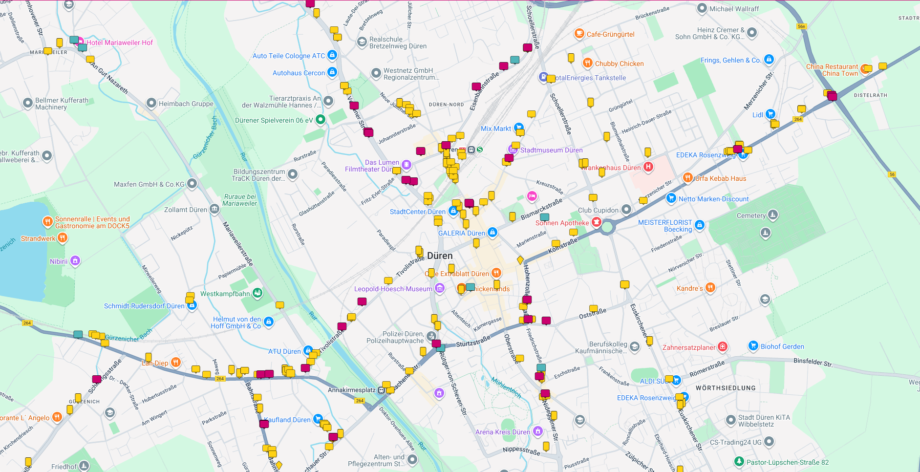 Buchungskarte Düren, Plakat-verkauft.de Kartenansicht