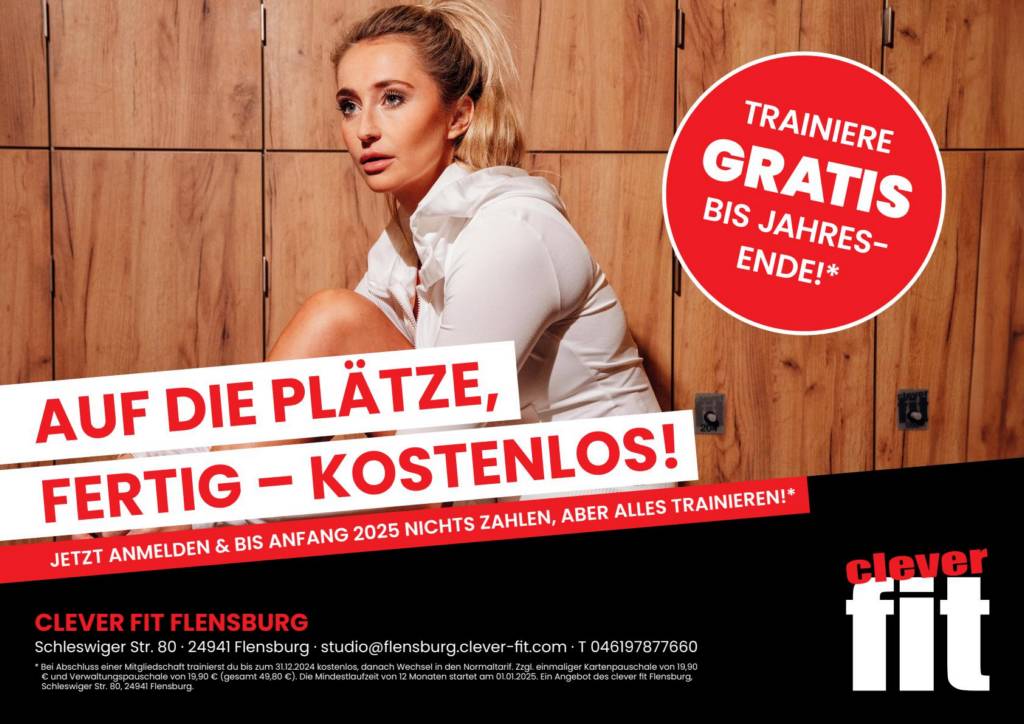 Plakatmotiv für Außenwerbung von Cleverfit Flensburg