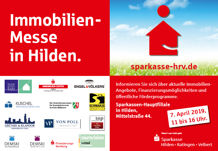 Das Plakatmotiv der Sparkasse bewirbt die Immobilienmesse in Hilden. Entdecke Plakatwerbung von Plakat-verkauft.de