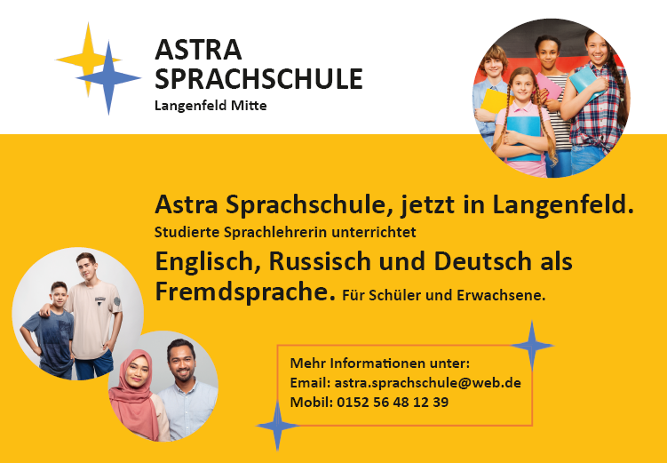 Plakatwerbung der Astra Sprachschule im öffentlichen Raum, realisiert mit Plakat-verkauft.de.