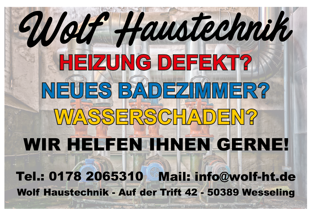Plakatmotiv von Wolf Haustechnik in Wesseling – Handwerkswerbung über Plakat-verkauft.de.