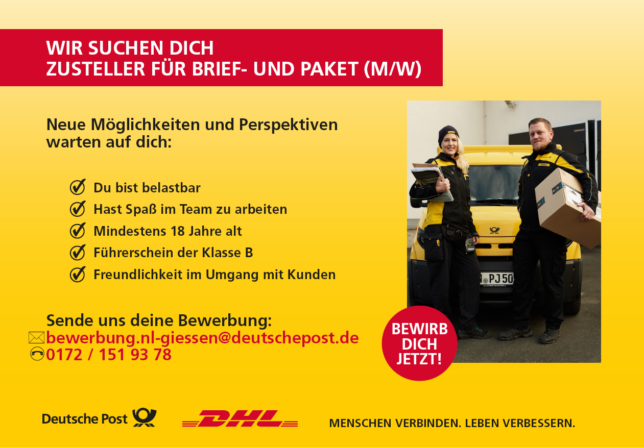 Plakatmotiv von DHL Gießen – Plakatwerbung umgesetzt mit Plakat-verkauft.de.